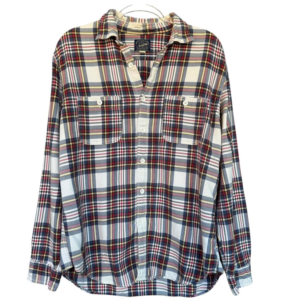 J Crew Shirt Mens Large Blue Red Plaid Flannel Button Up Long Sleeve Style F4153